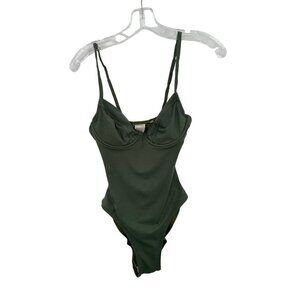 Ningun Pecado Swimwear Olive Green Solid High Cut Regular Size Small